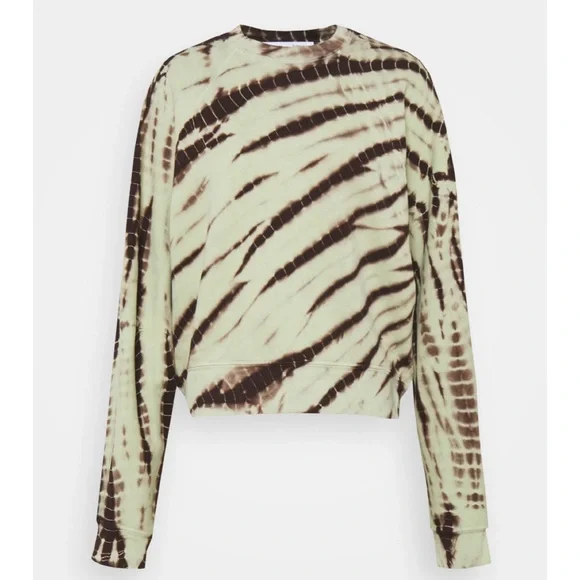 PROENZA SCHOULER • Mint/Brown White Label Modified Raglan Tie Dye Sweatshirt, XS - Picture 6 of 16